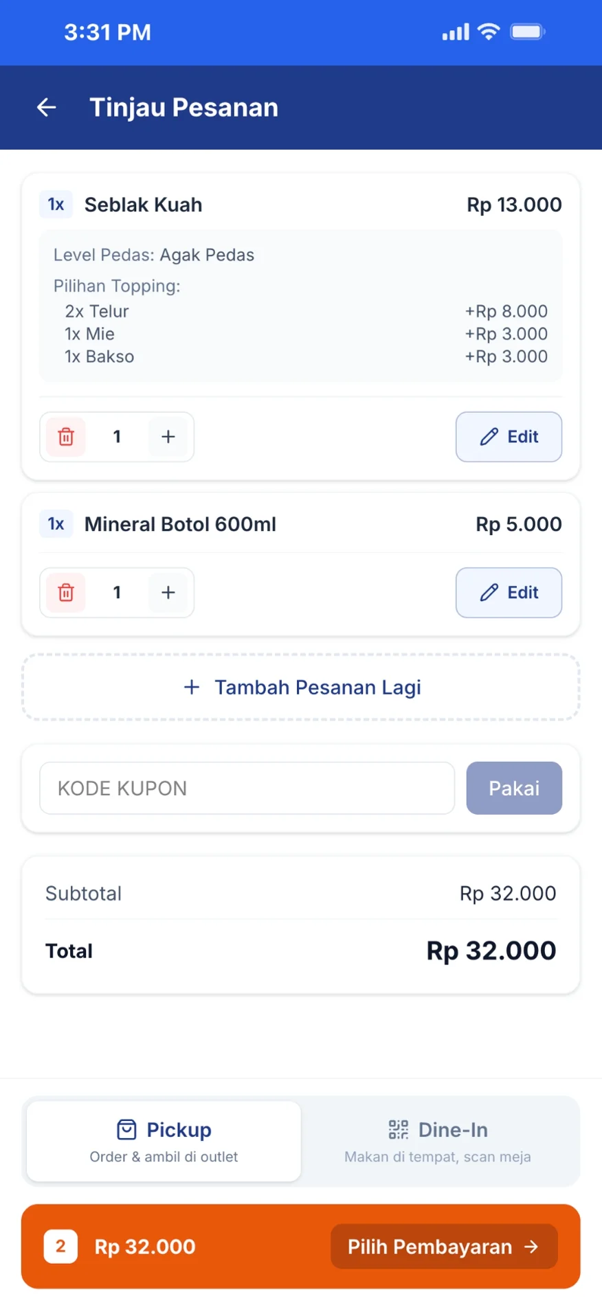 Tinjau Pesanan