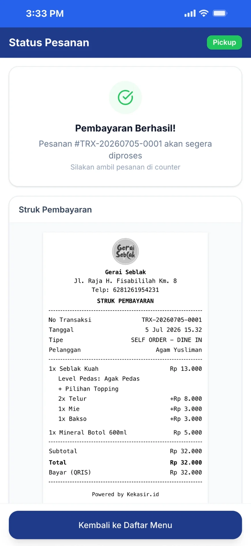Pembayaran Berhasil