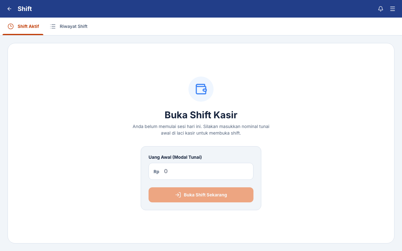 Shift sebelum dibuka