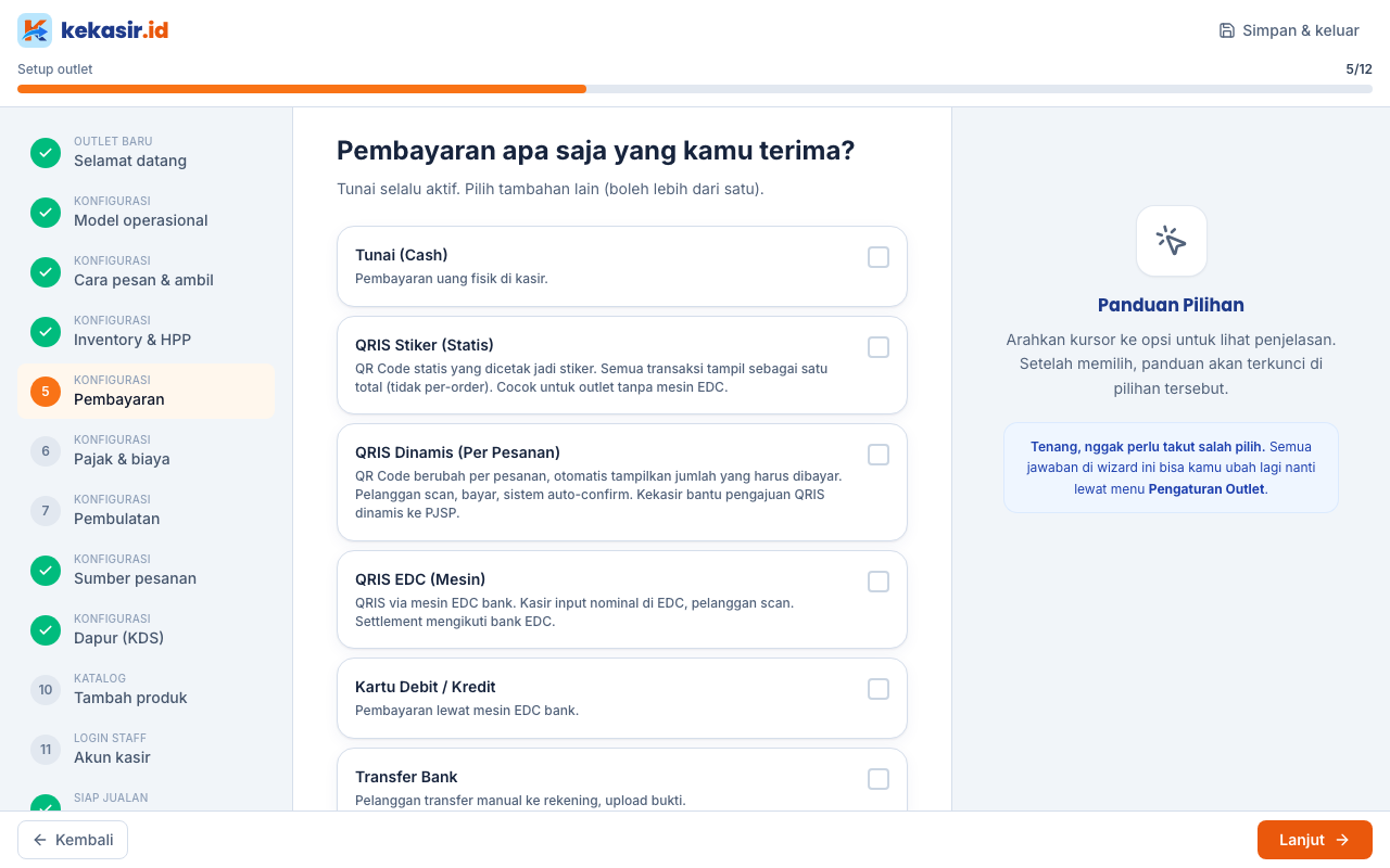 Pilihan pembayaran awal