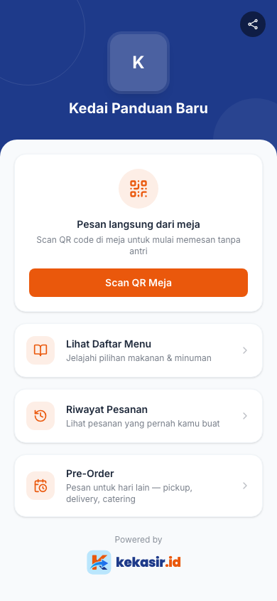 Halaman awal Kedai Panduan Baru pada layar mobile