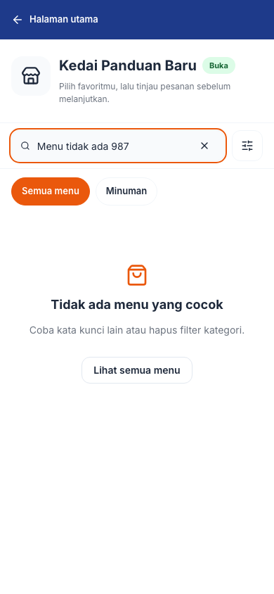 Keadaan pencarian tanpa hasil
