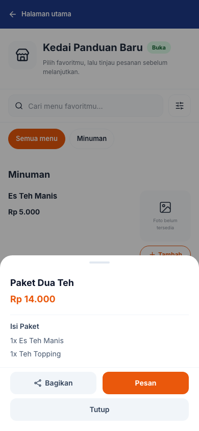 Isi Paket Dua Teh sebelum dipilih