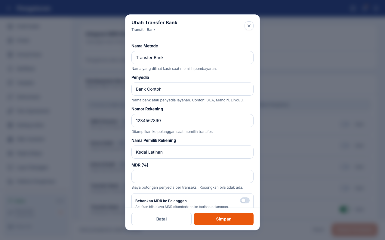 Form rekening transfer contoh