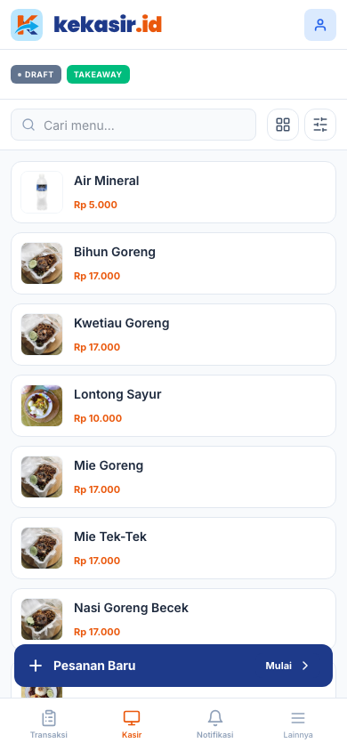Checklist operasional harian (tampilan ponsel)