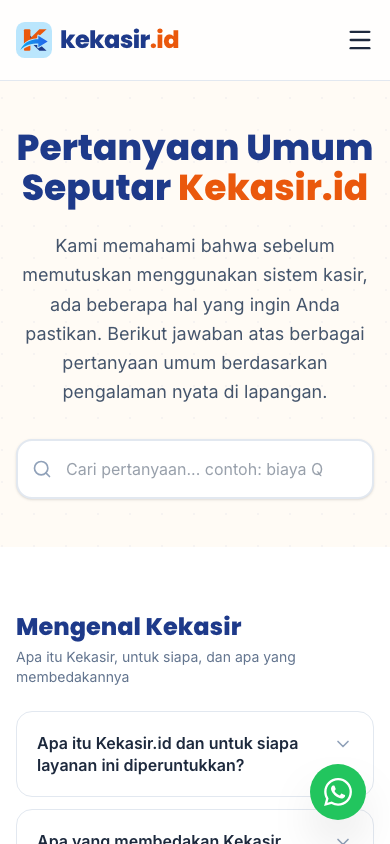 Halaman bantuan umum (tampilan ponsel)