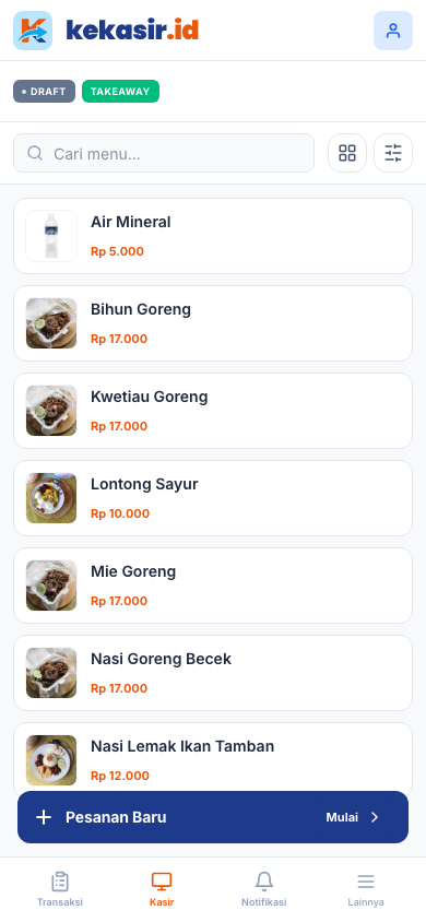 Halaman utama POS (tampilan ponsel)