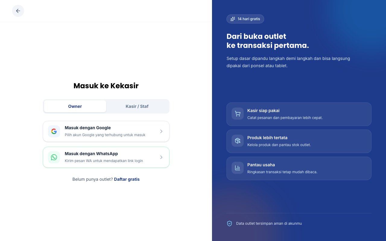 Halaman login aplikasi
