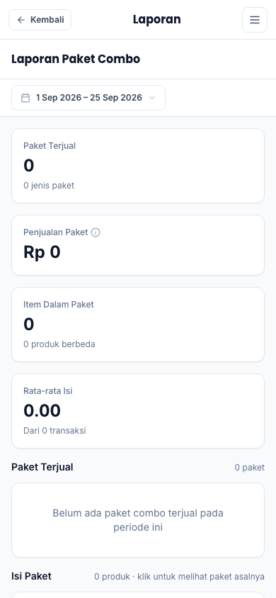 Performa paket (tampilan ponsel)