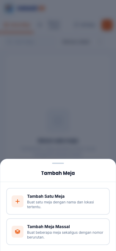 Dialog Tambah Meja (tampilan ponsel)