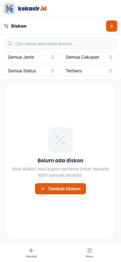 Halaman Diskon (tampilan ponsel)