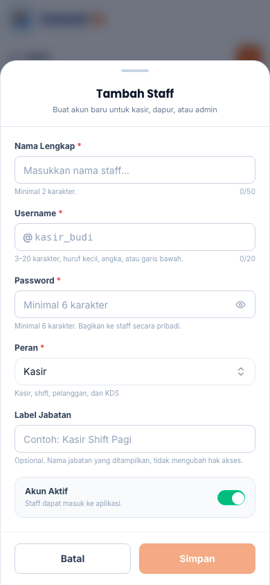Dialog Tambah Pengguna (tampilan ponsel)