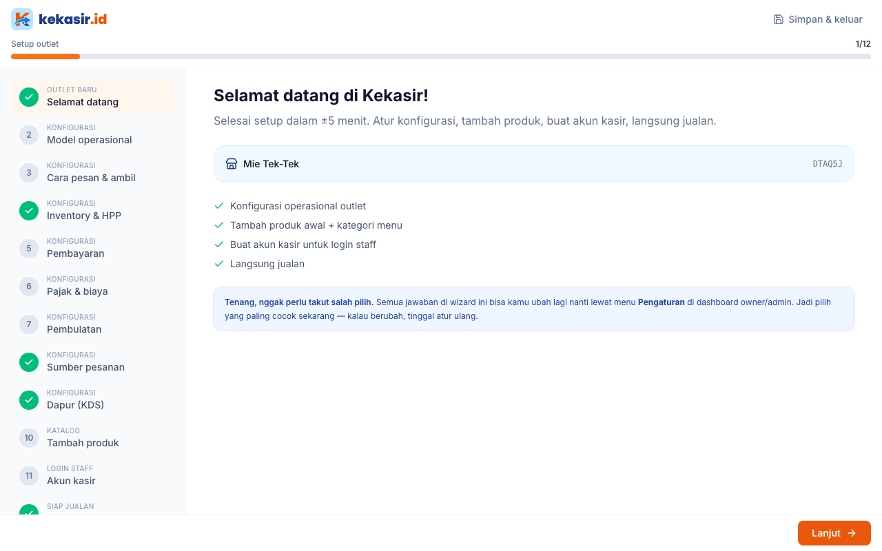 Halaman Selamat Datang Setup Wizard