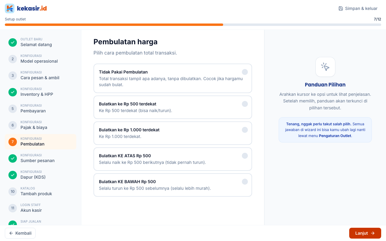 Pengaturan pembulatan harga
