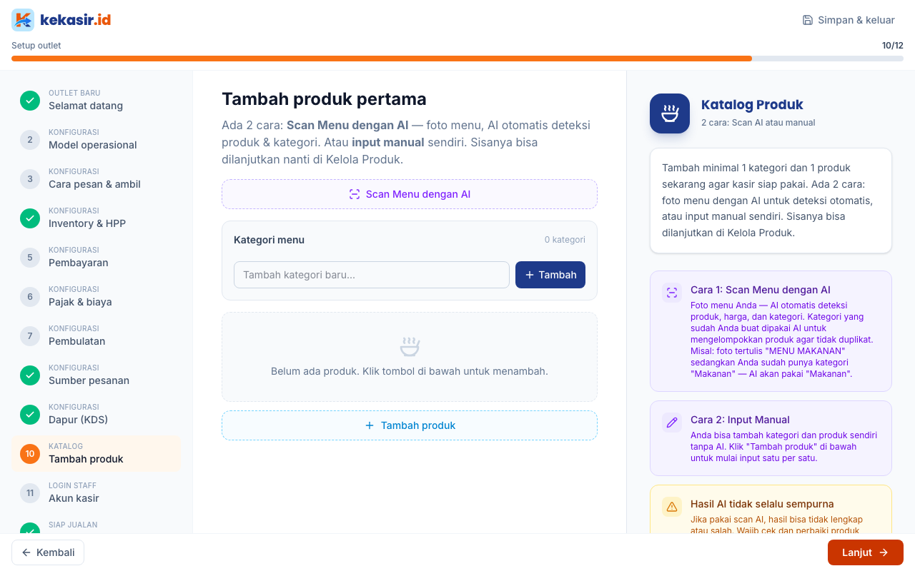 Form produk pertama