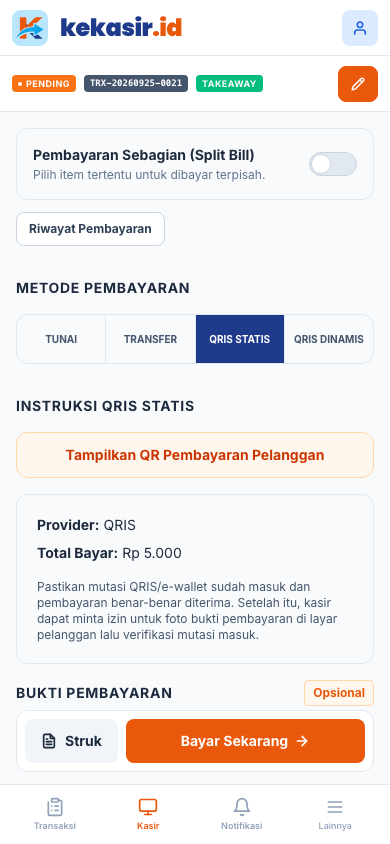 Halaman Pembayaran QRIS Statis (tampilan ponsel)