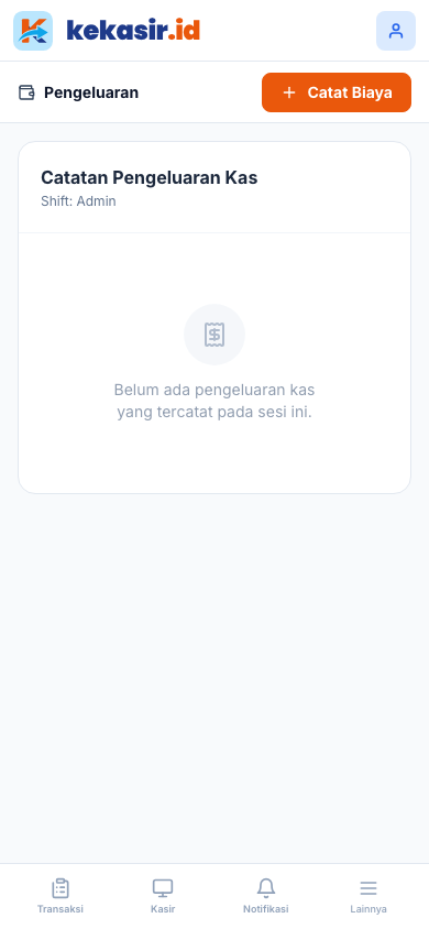 Halaman pengeluaran (tampilan ponsel)