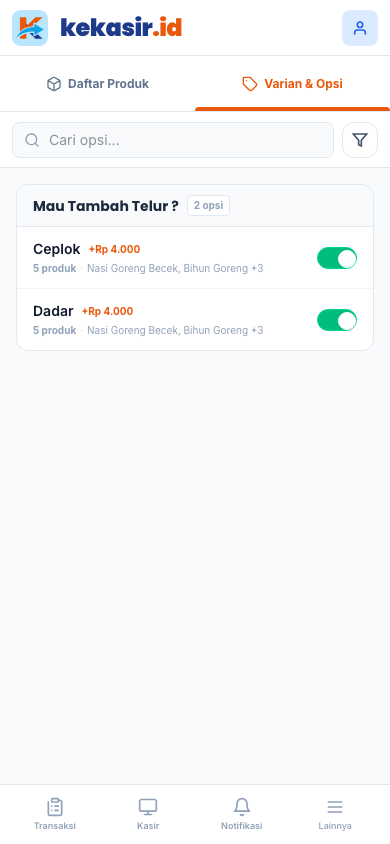 Tab varian katalog (tampilan ponsel)