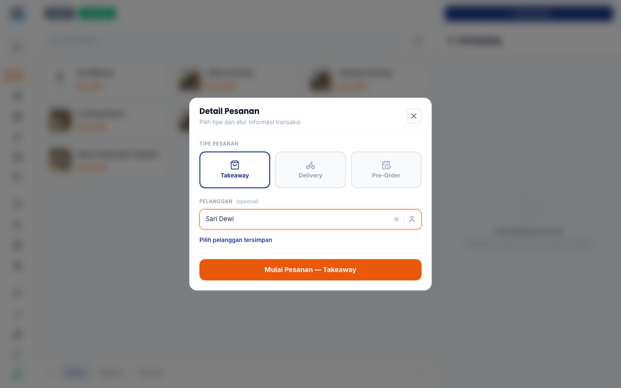 Sheet Detail Pesanan dengan input nama pelanggan terisi