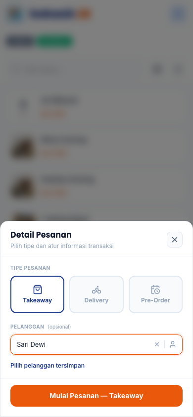 Sheet Detail Pesanan dengan nama terisi (tampilan ponsel)