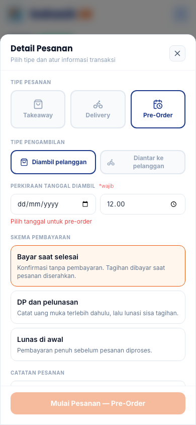 Sheet Pre-Order (tampilan ponsel)