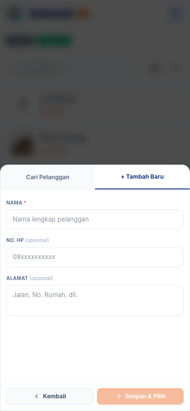 Form pelanggan baru (tampilan ponsel)