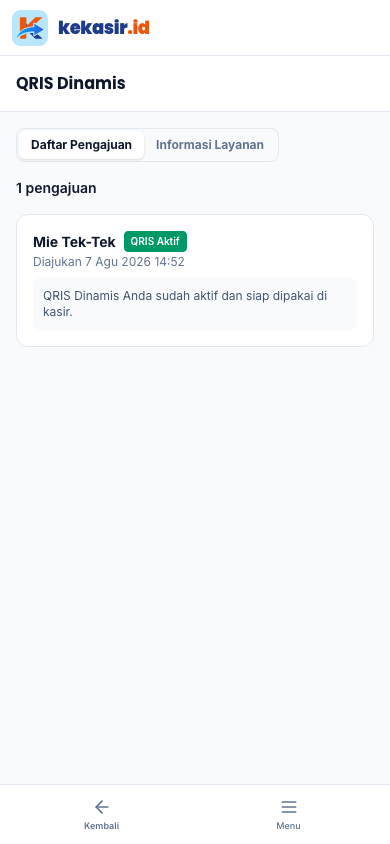 Pengajuan QRIS ditolak (tampilan ponsel)