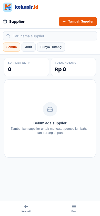 Halaman Supplier (tampilan ponsel)