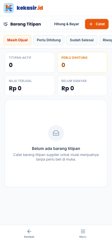 Halaman Barang Titipan (tampilan ponsel)