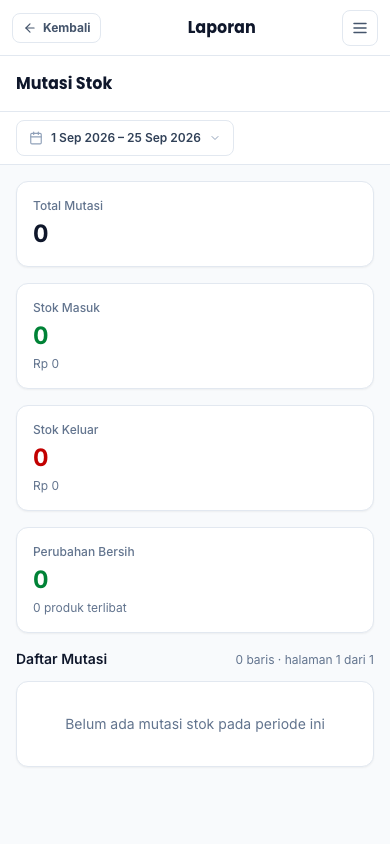 Laporan Mutasi (tampilan ponsel)